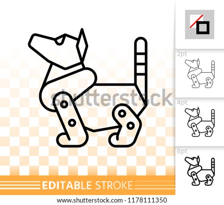 Robot Dog thin line icon. Outline web sign corgi. Jack Russell Terrier linear pictogram different stroke width. Simple vector symbol, transparent background Robot Dog editable stroke icon without fill