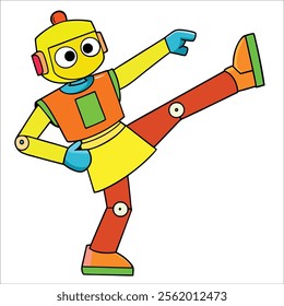 A robot doing a karate kick.