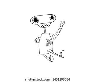 robot doodle broken vector hand drawing toy