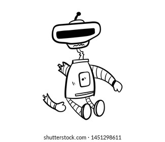 robot doodle broken vector hand drawing toy