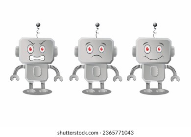 ilustración vectorial del carácter garabato del robot con expresión diferente