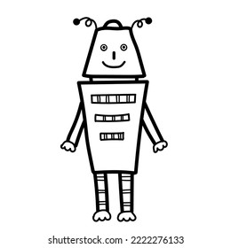 Robot doodle hand drawn vector illustration isolated on white background