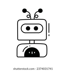 Robot doodle Icon Design Illustration. Symbol für Wissenschaft und Technologie auf weißem Hintergrund EPS10-Datei