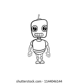 robot doodle icon vector 