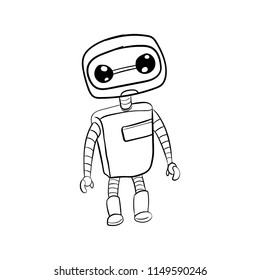 robot doodle icon vector 