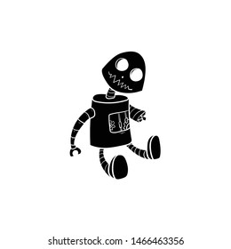 robot doodle icon vector hand drawing 