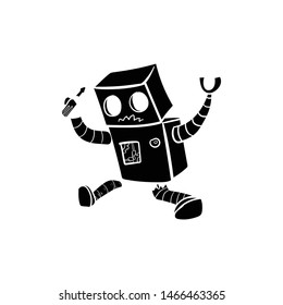 robot doodle icon vector hand drawing 