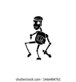 robot doodle icon vector hand drawing 