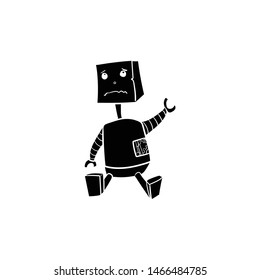 robot doodle icon vector hand drawing 