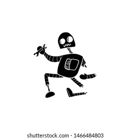 robot doodle icon vector hand drawing 
