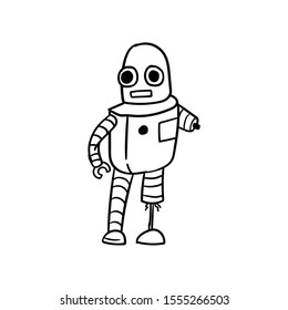 robot doodle icon vector hand drawing 