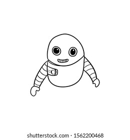 robot doodle icon vector hand drawing 
