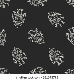 robot doodle seamless pattern background