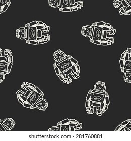 robot doodle seamless pattern background