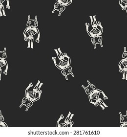 robot doodle seamless pattern background