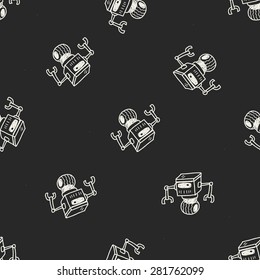 robot doodle seamless pattern background