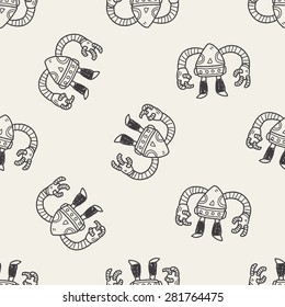 robot doodle seamless pattern background