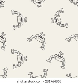 robot doodle seamless pattern background