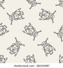 robot doodle seamless pattern background