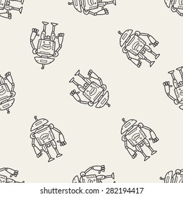 robot doodle seamless pattern background