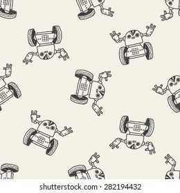 robot doodle seamless pattern background