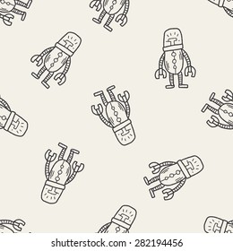 robot doodle seamless pattern background