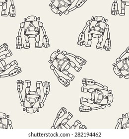 robot doodle seamless pattern background