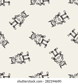 robot doodle seamless pattern background