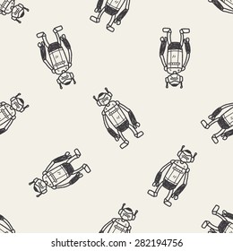 robot doodle seamless pattern background