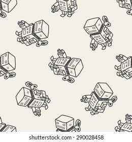robot doodle seamless pattern background