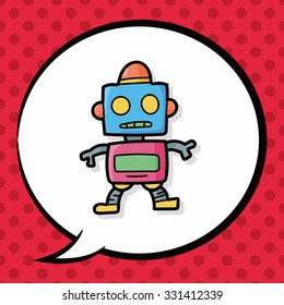 robot doodle, speech bubble