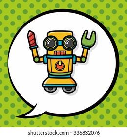 robot doodle, speech bubble