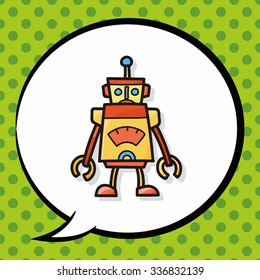 robot doodle, speech bubble