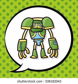 robot doodle, speech bubble