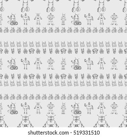 Robot doodles pattern.