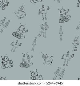 Robot doodles pattern.