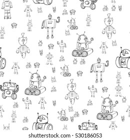 Robot doodles pattern.