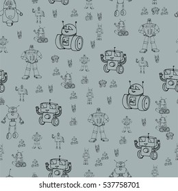 Robot doodles pattern.