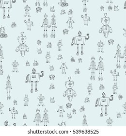 Robot doodles pattern.