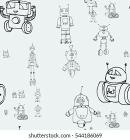 Robot doodles pattern.