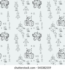 Robot doodles pattern.
