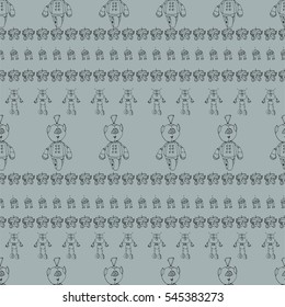 Robot doodles pattern.