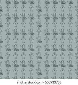 Robot doodles pattern.