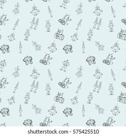 Robot doodles pattern.