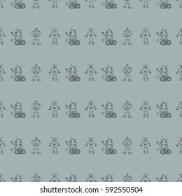 Robot doodles pattern.