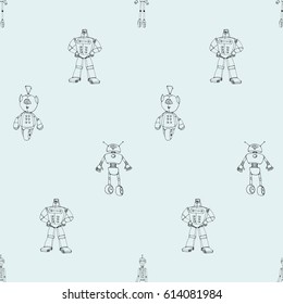 Robot doodles pattern.
