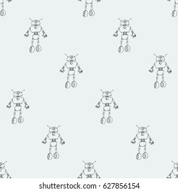 Robot doodles pattern.