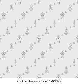 Robot doodles pattern.