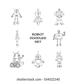 Robot doodles set.