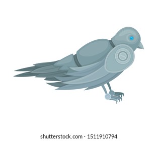 Robot dove. Side view. Vector illustration on a white background.